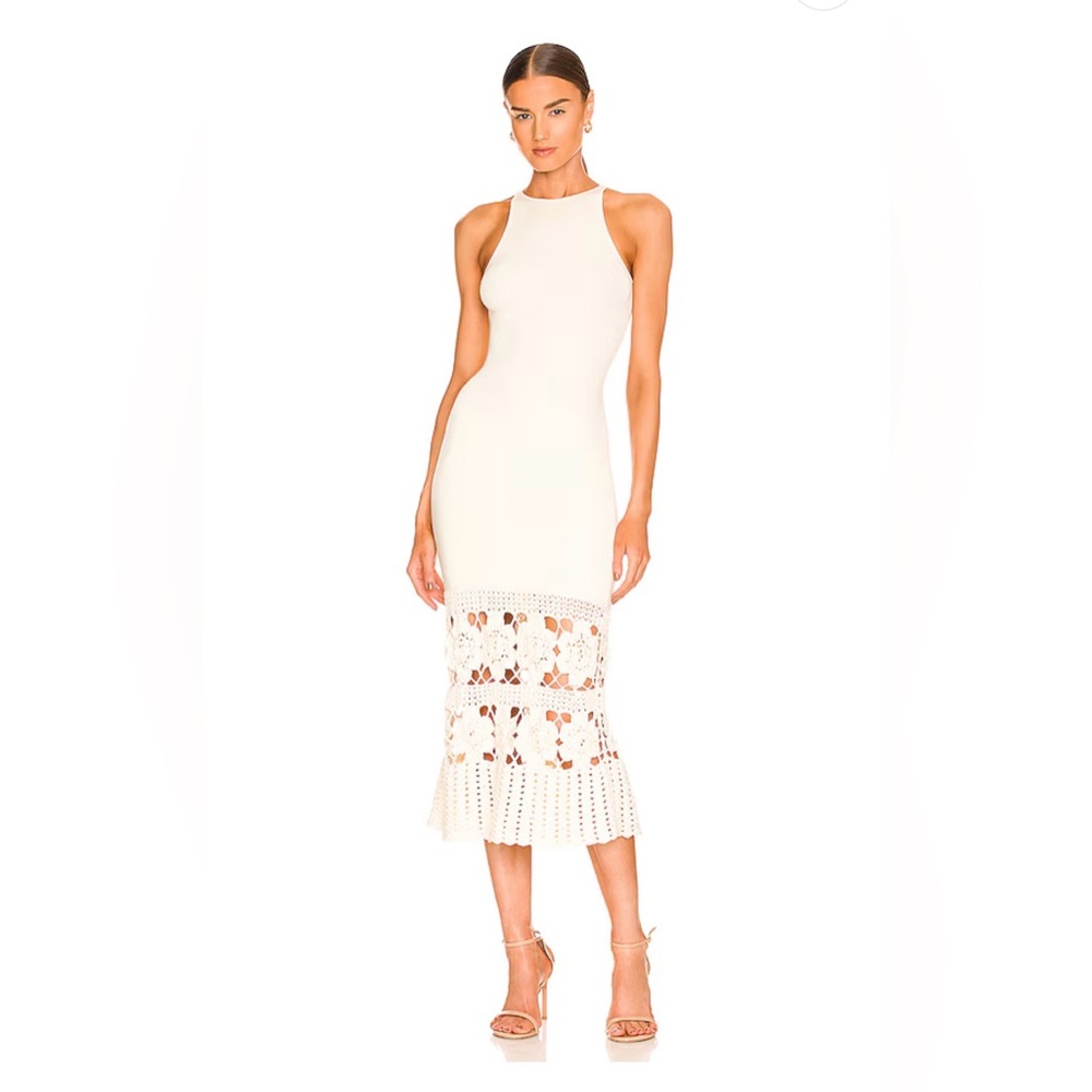 Revolve Tularosa Finley Crochet Midi Dress in Ivory